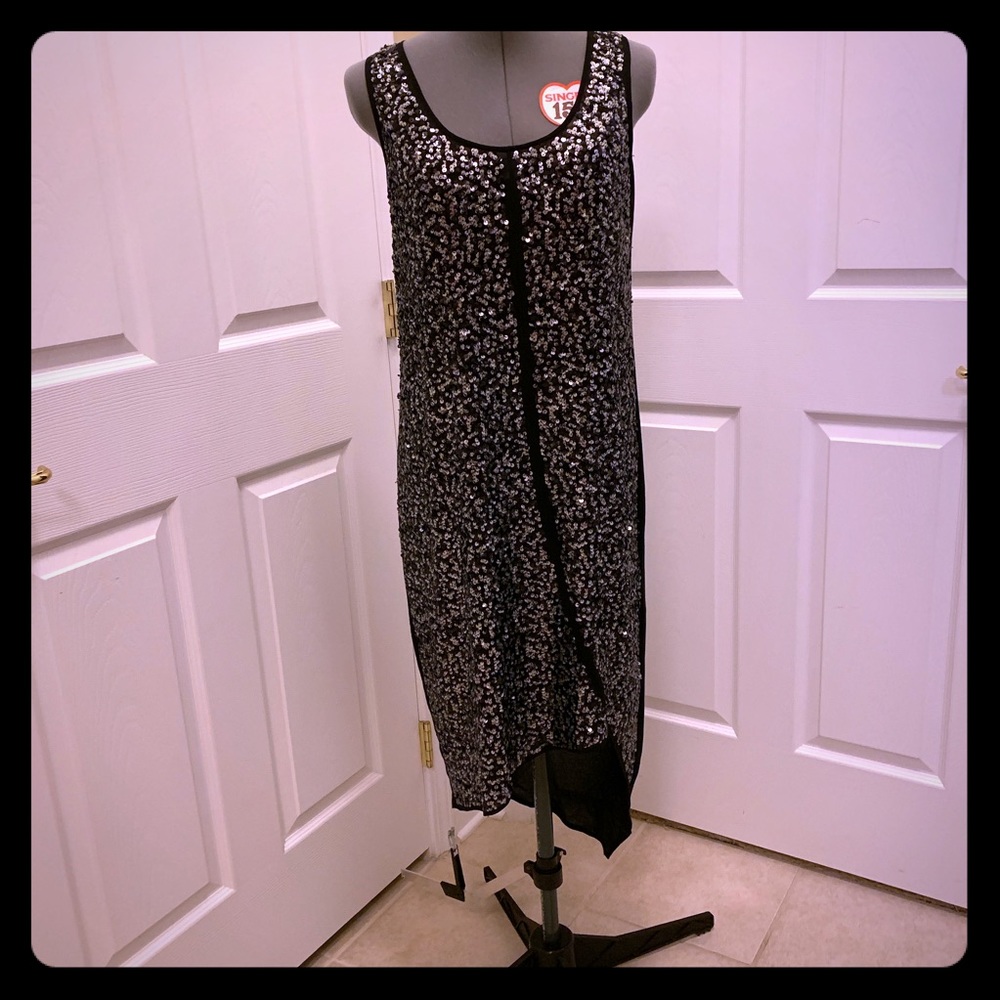 DKNY Sequins Black Cocktail Dress - Size P